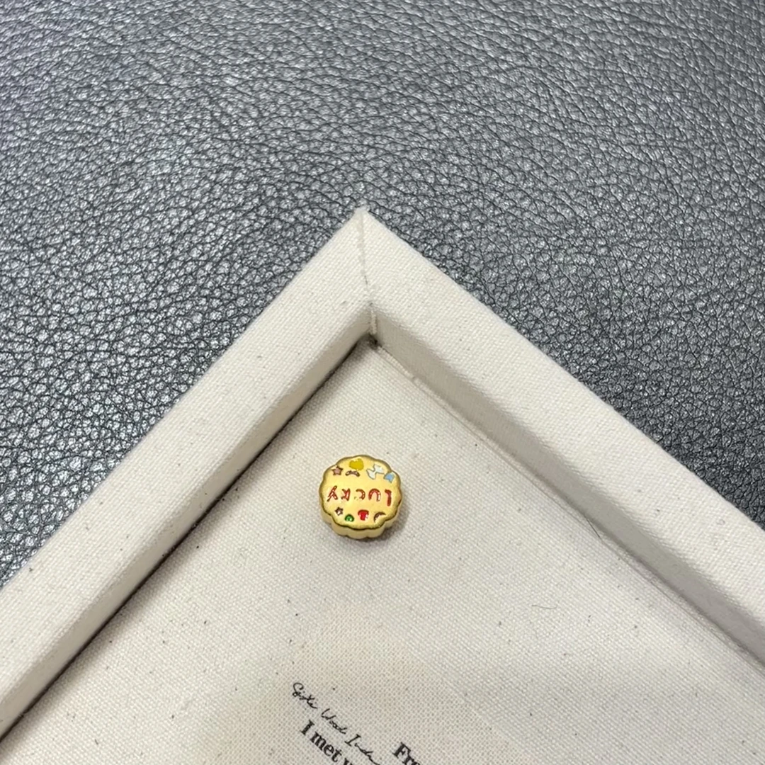 足金999 lucky幸运曲奇小饼干转运珠
