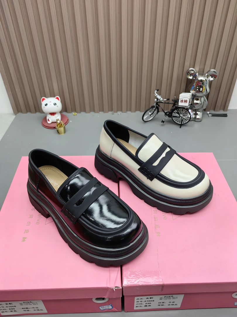 27088新款钟情简约超轻厚底牛皮乐福鞋