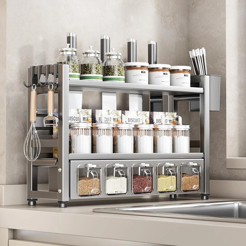 碳钢调料品置物架厨房家用台面多功能调味料筷子勺子刀具收纳架子
