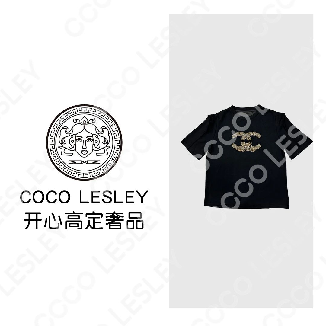 COCO LESLEY短袖常规款常规T恤欧倪蜜上衣春夏黑色潮流圆领