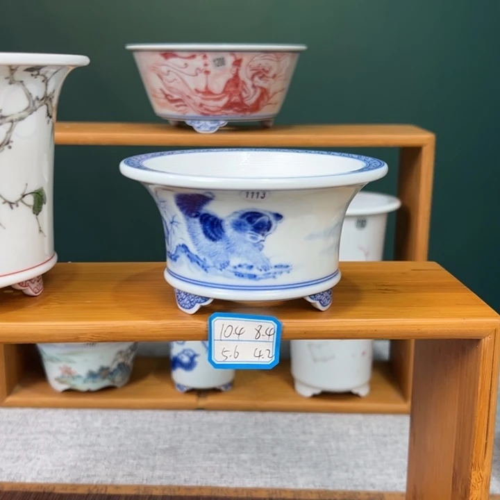 陶手工丝毛猫小号盆