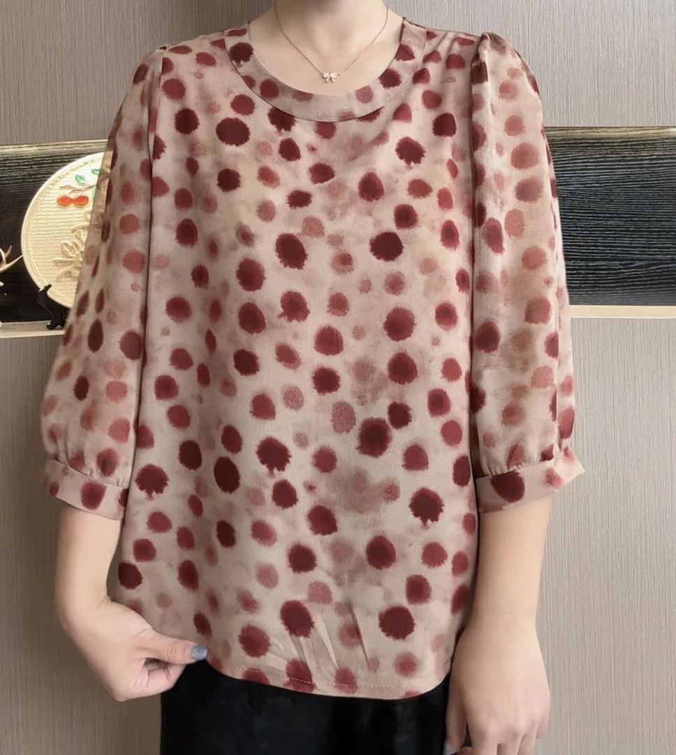 套头花朵长袖吸汗春季INS风衬衫宽松印花中袖时尚薄款小衫