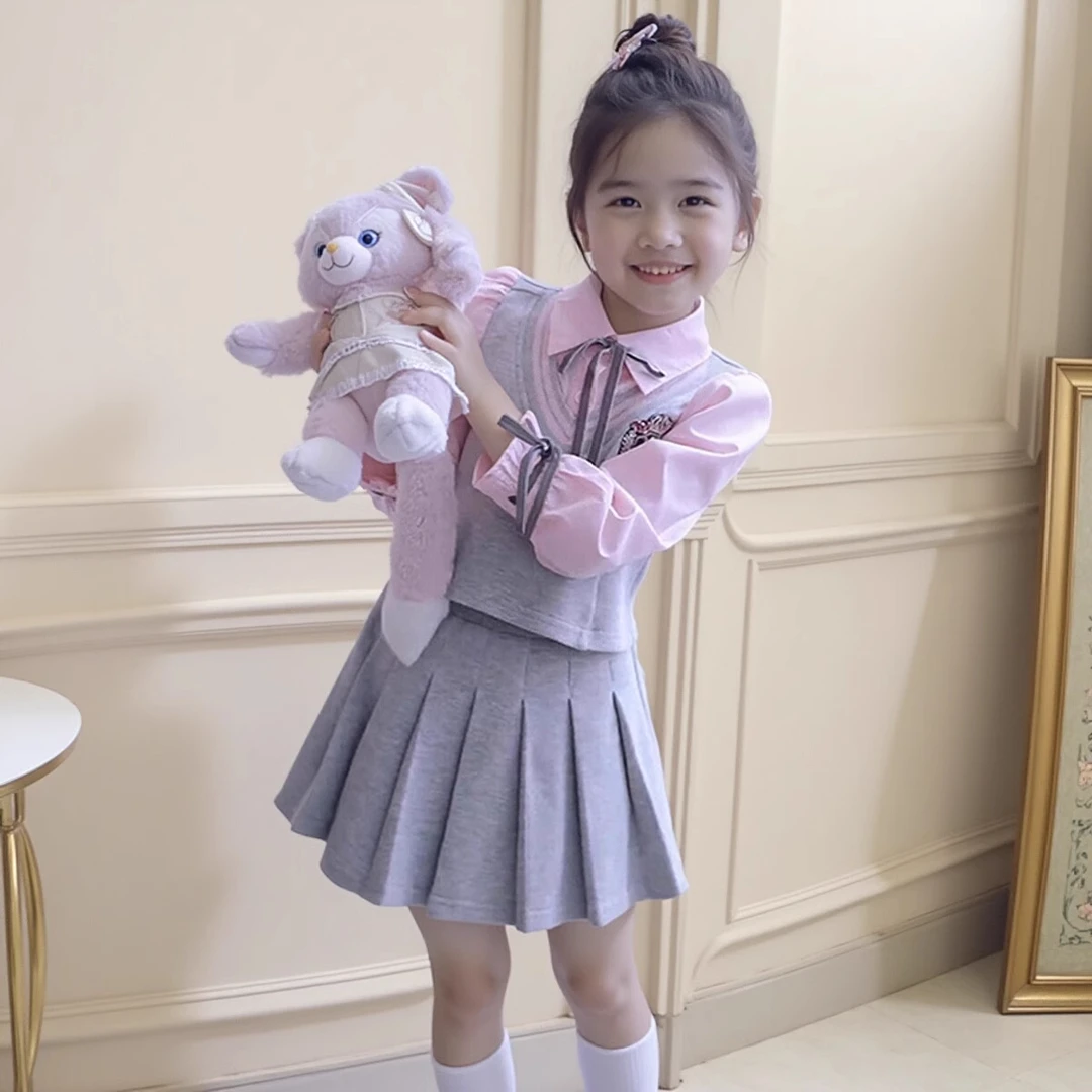 女童jk制服套装春秋2025新款儿童学院风秋装女孩百褶裙两件套洋气