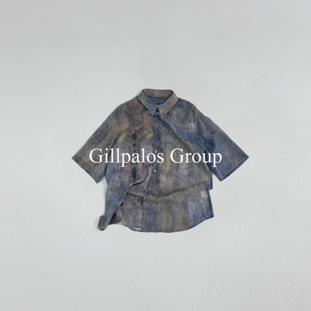 Gillpalos-日本100冷感铜氨丝印花油画风短袖衬衫“莫奈睡莲”