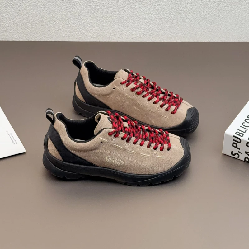 厚底德训鞋女2026春季新款女鞋磨砂牛皮复古户外登山鞋休闲运动鞋