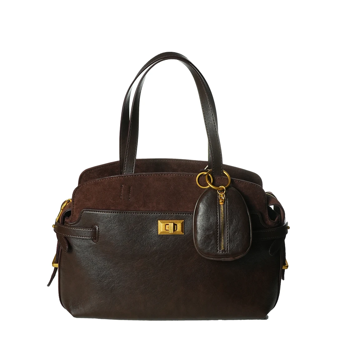 轻奢时尚简约风百搭女士新款手提包 BV24111-巧克力棕