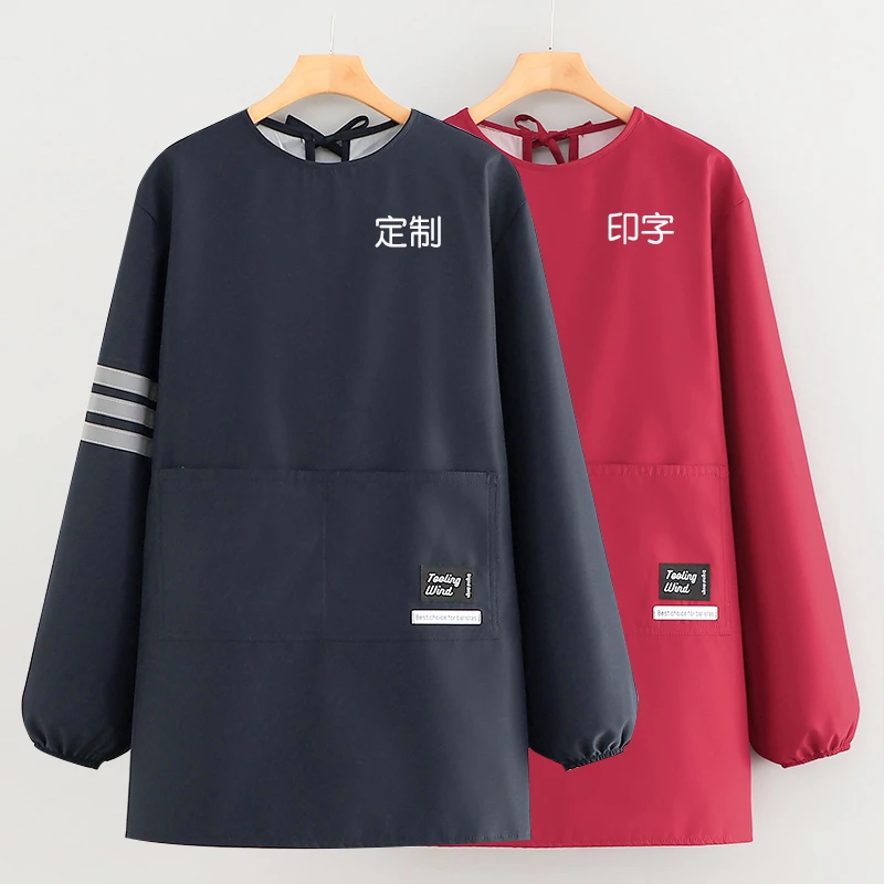 新款短款围裙厨房家用防泼水外穿罩衣餐饮工厂工作服定制LOGO印字