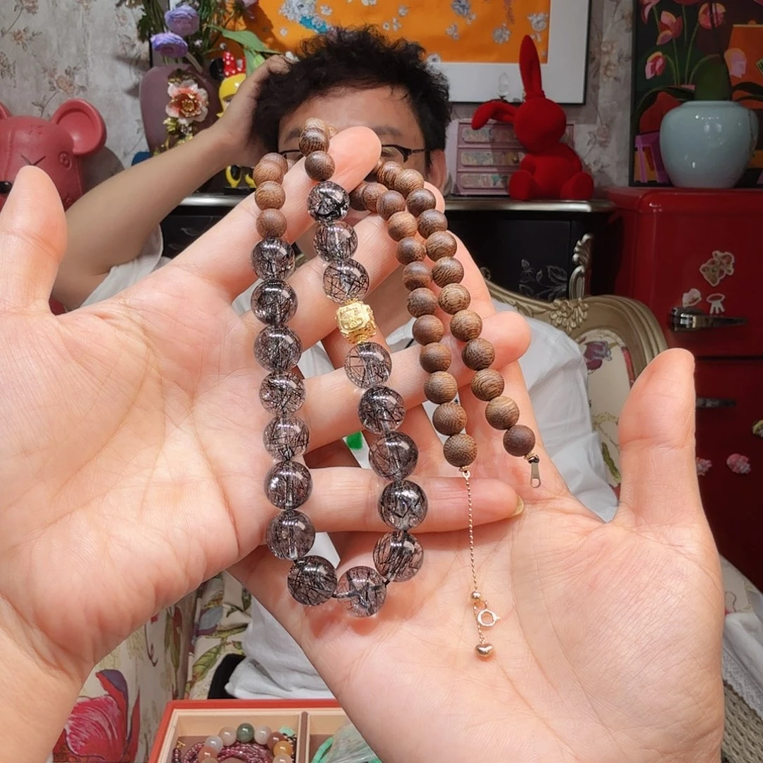 水晶手串18K金镶嵌项链