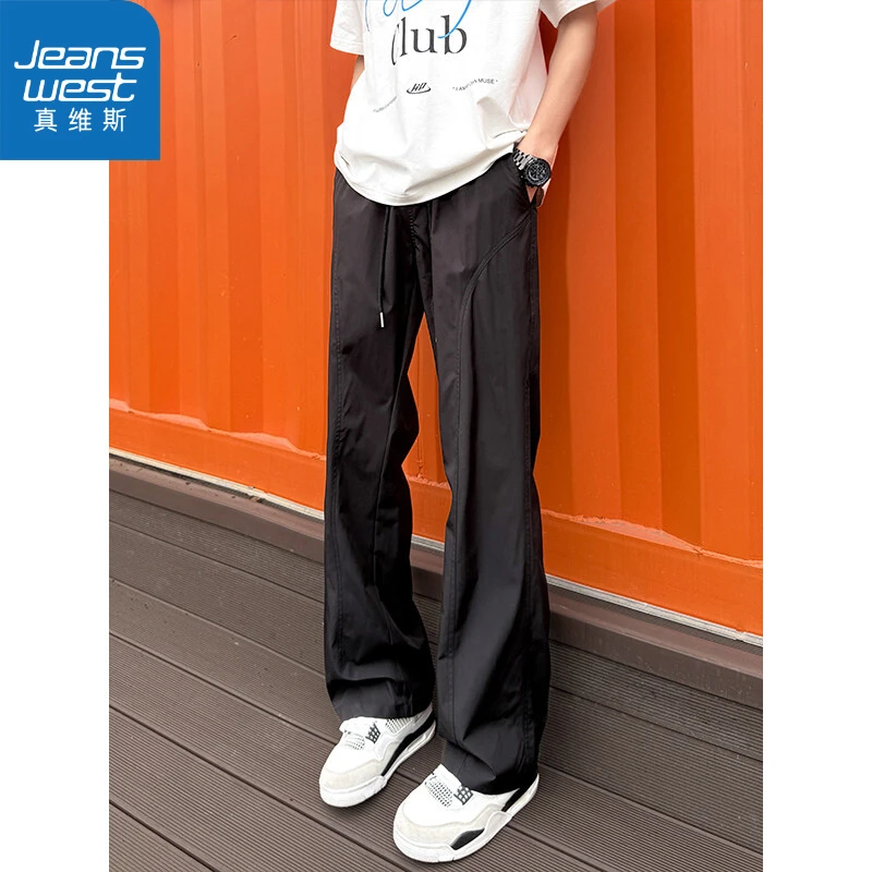 真维斯弯刀休闲裤子款夏季薄款凉感户外运动美式潮流宽松直筒裤子