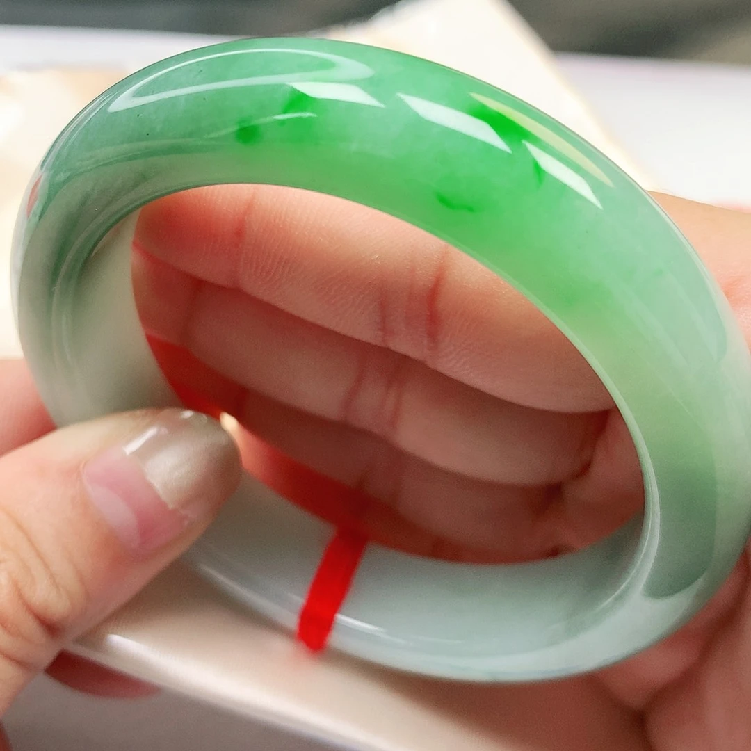 未镶嵌手镯翡翠缅甸纯天然A货翡翠双彩特色阳绿139号