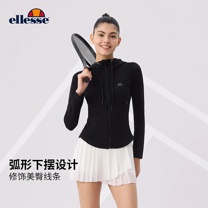 Ellesse立领连帽修身拉链外套25秋冬新款女士跑步健身网球外套