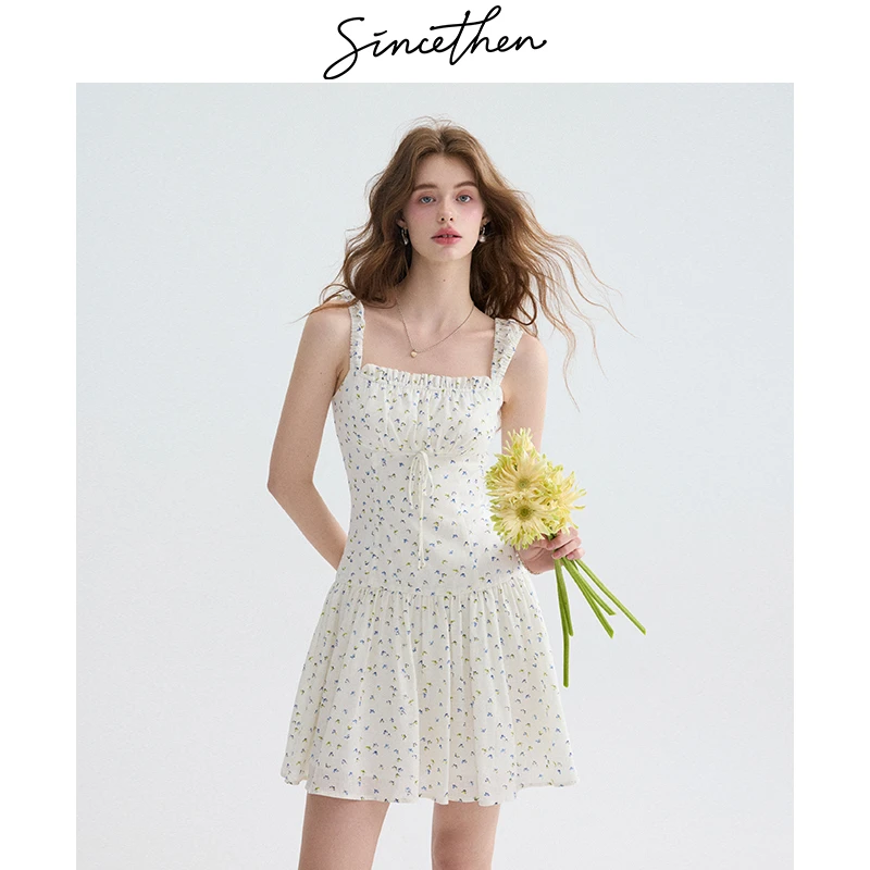 sincethen迷雾花踪法式碎花吊带裙田园风连衣裙小个子短裙裙子夏