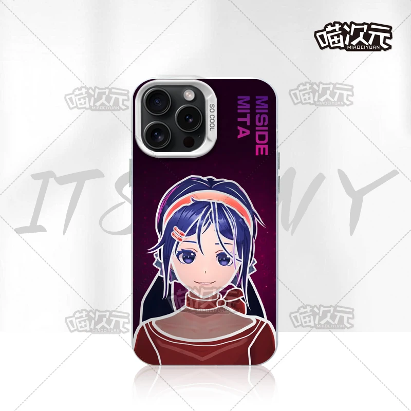 蓝紫色米塔防指纹新彩银适用动漫苹果16华为一加12小米手机防摔壳