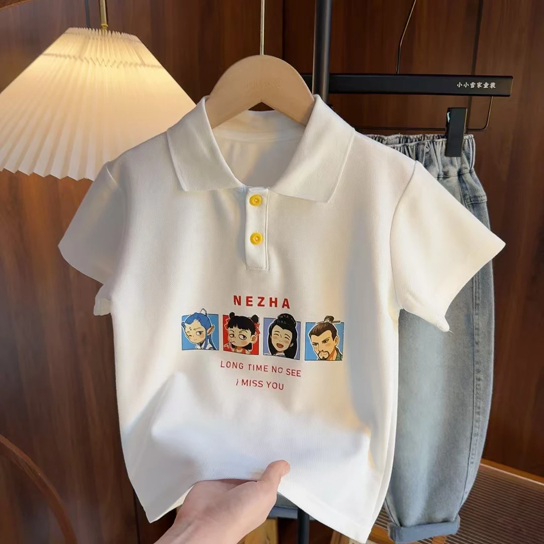 男童短袖T恤2025夏季新款儿童休闲翻领时尚polo衫男童半袖体恤潮