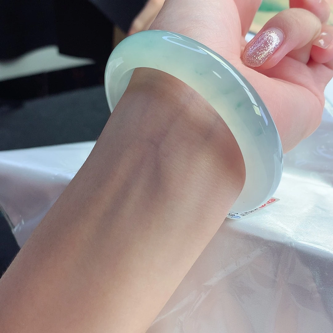 未镶嵌手镯翡翠天然A货翡翠55/56香槟色高级
