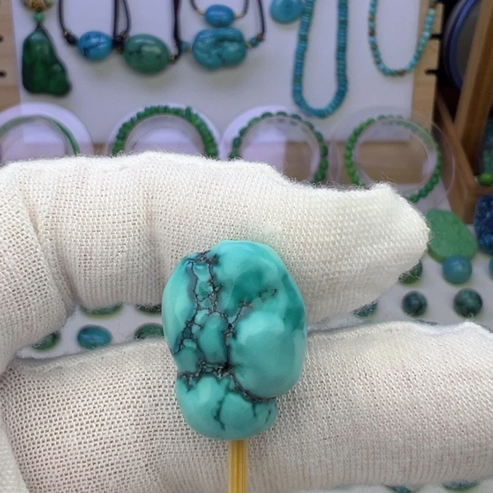 绿松石蓝料网花随行吊坠15.2mm兰