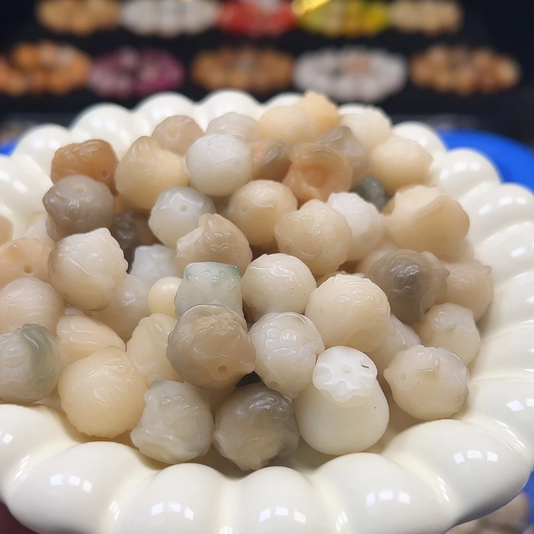 菩提根/象牙果手串微瑕卡16左右多宝醒狮10颗