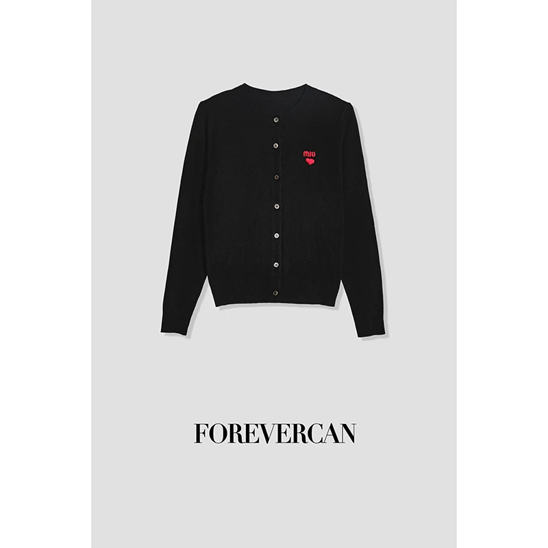 FOREVERCAN“波士顿”m1u家爱心字母刺绣针织开衫外套MY3993
