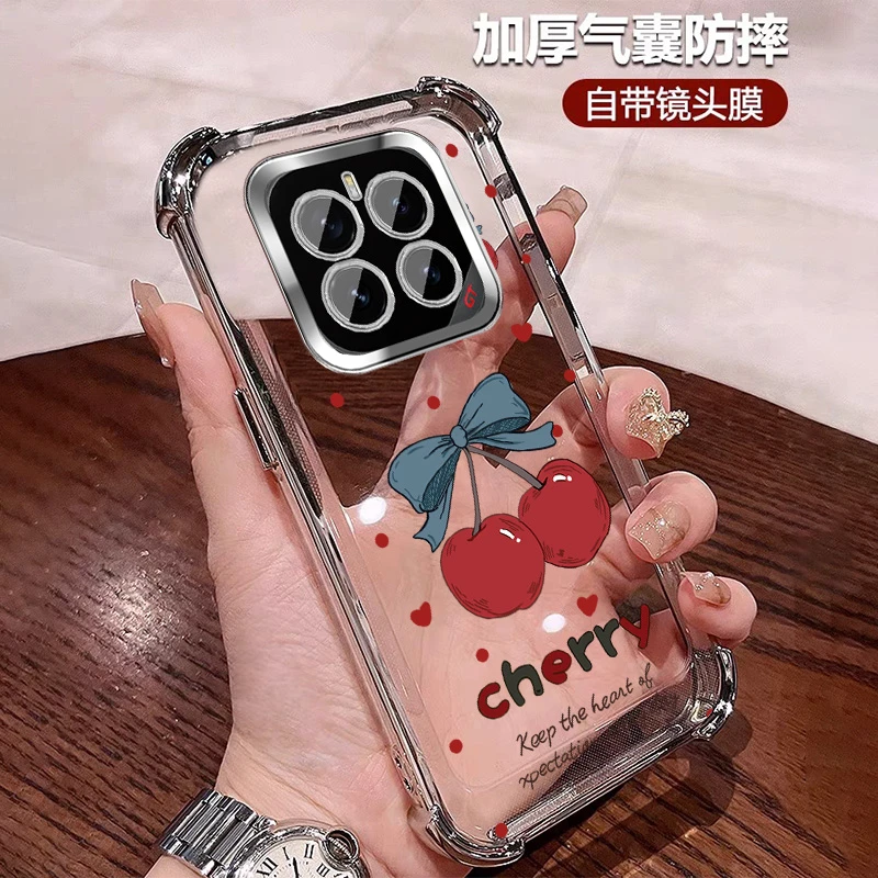 樱桃适用荣耀GTPro手机壳可爱四角防摔透明全包镜头膜 高颜值水果
