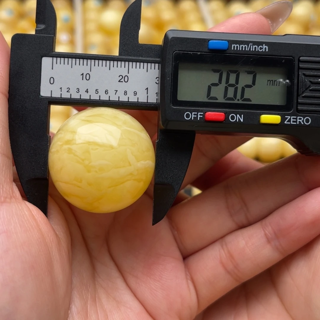 琥珀未镶嵌裸石蜜蜡圆珠笑