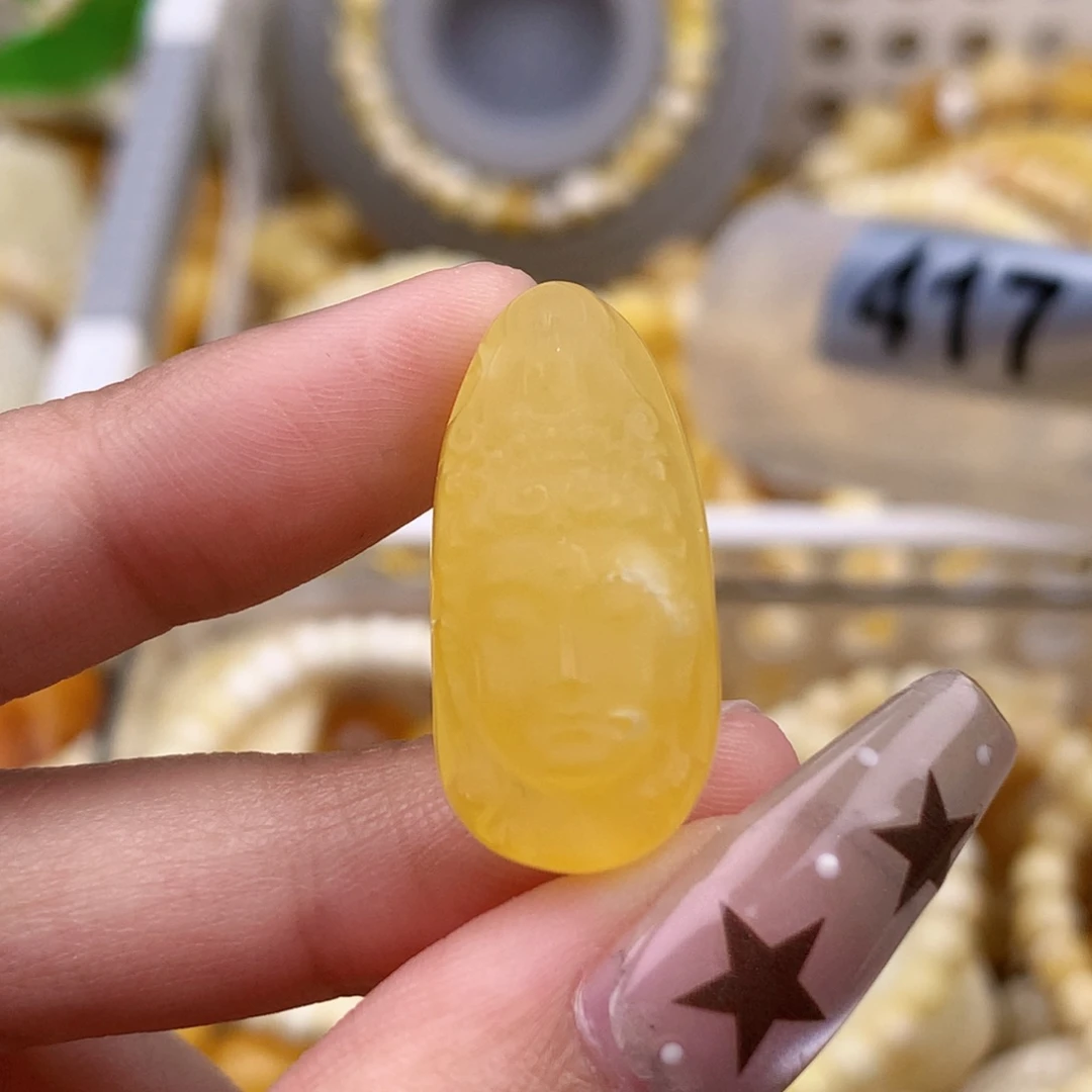 琥珀未镶嵌珠宝奇石26*13*9 全品观音