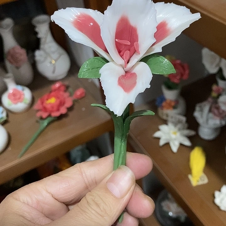 瓷片纯手工陶瓷花摆件瑕