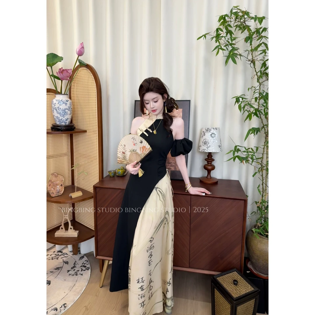 冰冰「热巴裙」夏季时尚气质百搭洋气减龄新中式连衣裙BBX5LYQ1739