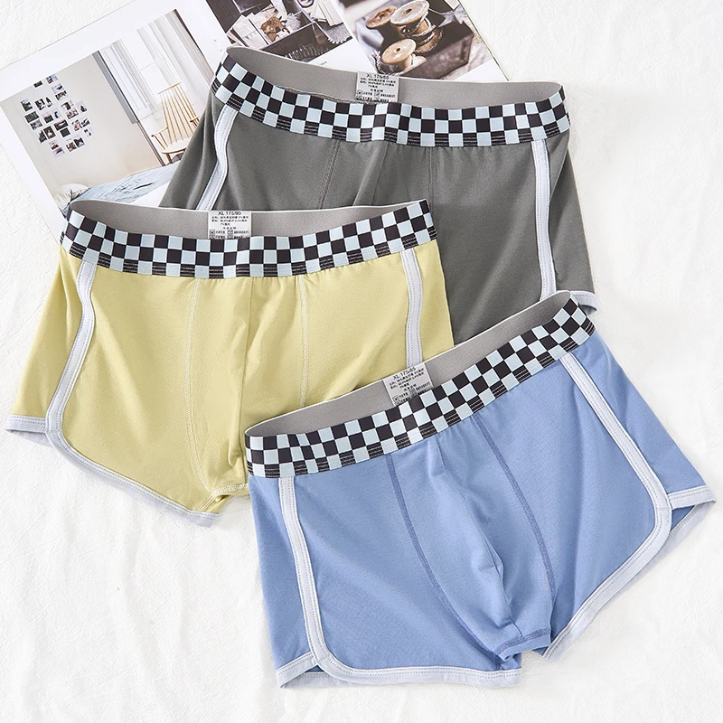 【新款独立袋装】纯色个性 棉+莫代尔面料男士舒适宽松平角内裤