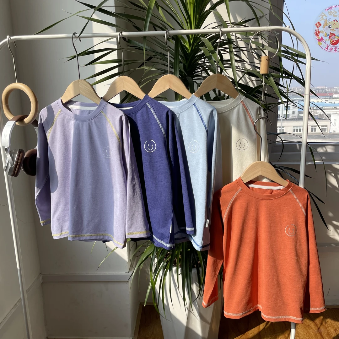 童小睿TXR8065明线反光印花插肩T恤儿童春秋长袖休闲中大童圆领