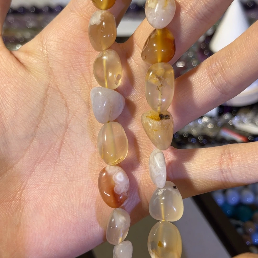 水晶手链银S925镶嵌盐源玛瑙糖豆随行