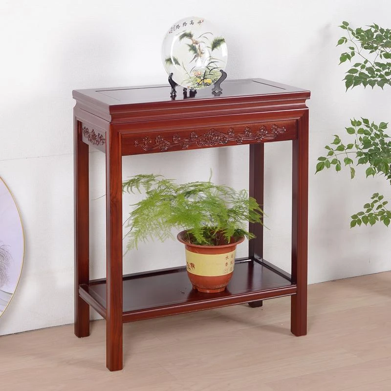 60长条实木花架中式置物架家用客厅奇石架鱼缸架摆件展示架盆景架