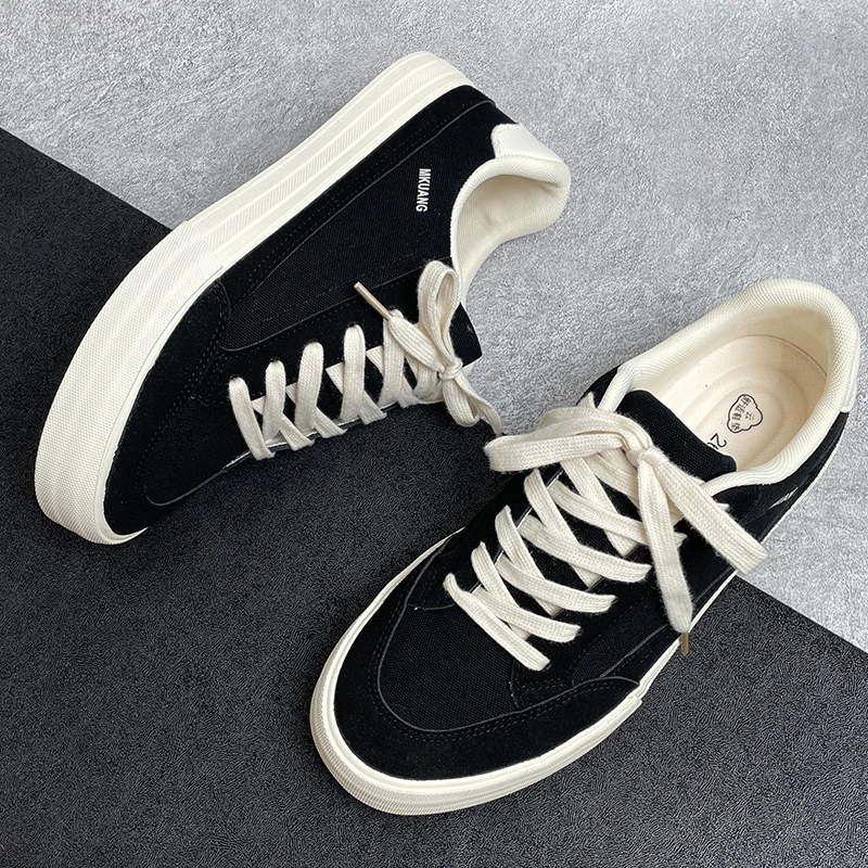 2025春季爆款小众黑色百搭潮流透气板鞋子男生帆布鞋运动休闲鞋男