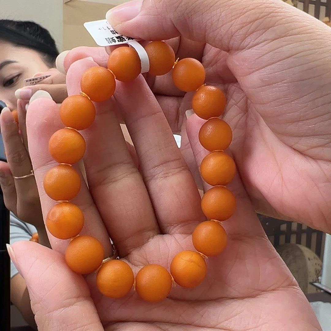 裸石琥珀未镶嵌橘皮手串11mm
