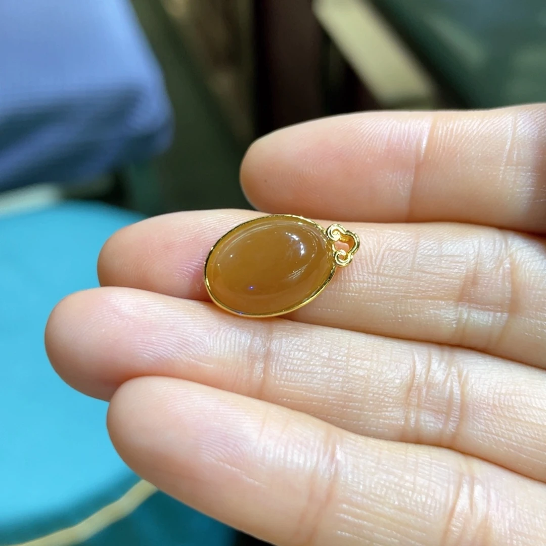 颈饰银S925镶嵌和田玉叶*