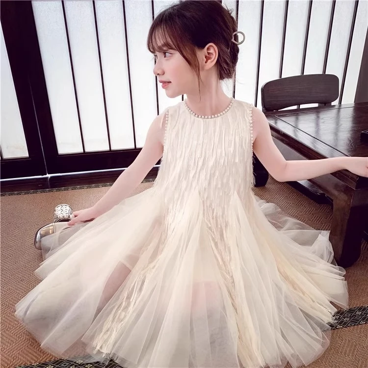 女童背心网纱连衣裙夏季2025新款小女孩洋气公主蓬蓬儿童超仙裙子
