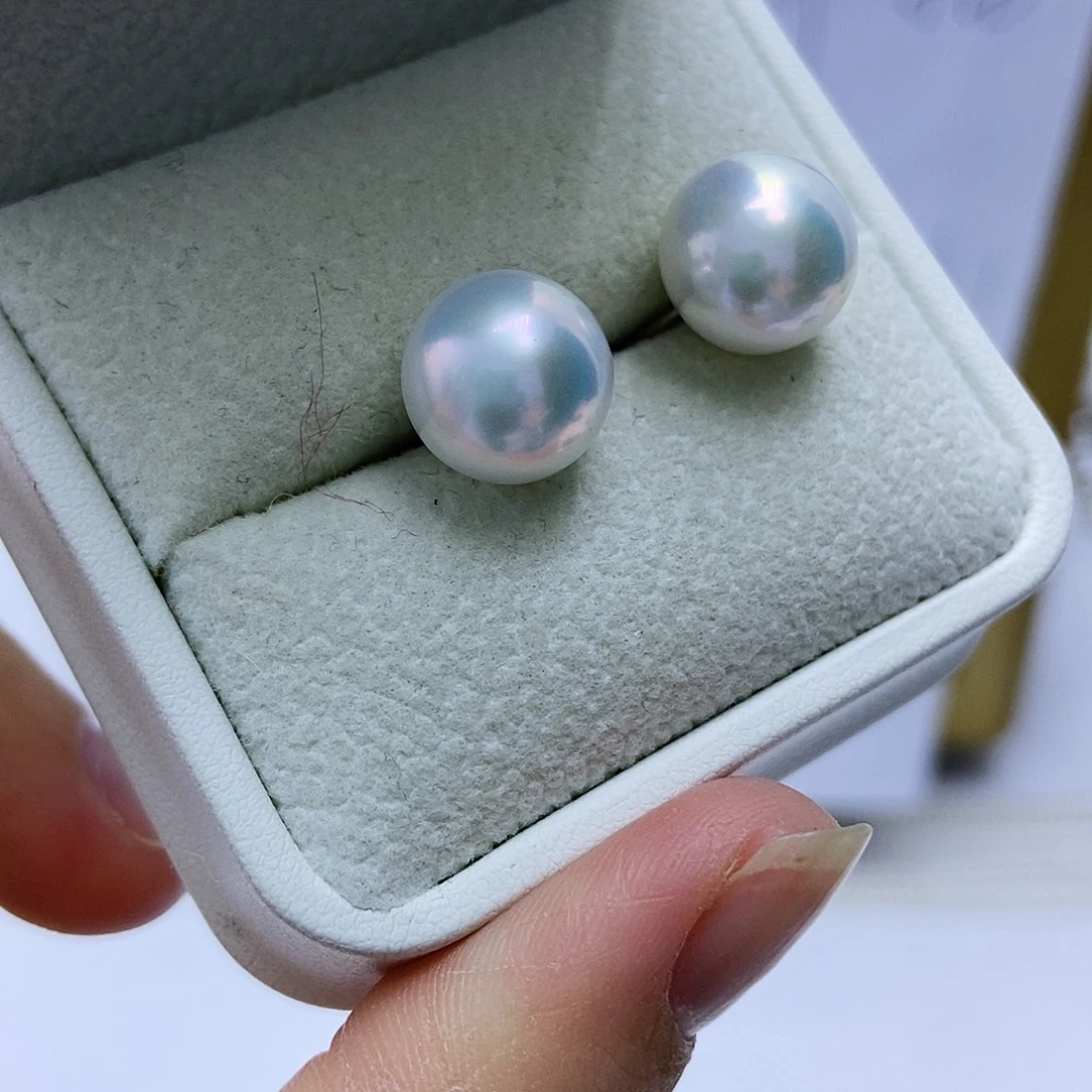 淡水珍珠银S925镶嵌耳饰