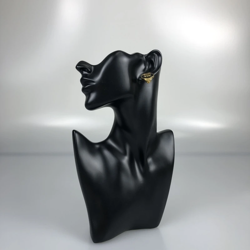 95新 Chanel/香奈儿 中古黑金双C耳夹