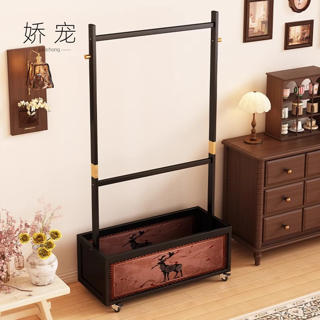中古风衣帽架落地卧室挂衣架家用可移动衣服收纳架子2025鞋架爆款