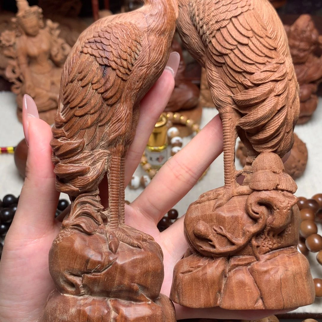 顺***木檀香木其他老山檀香仙鹤一对瑕疵