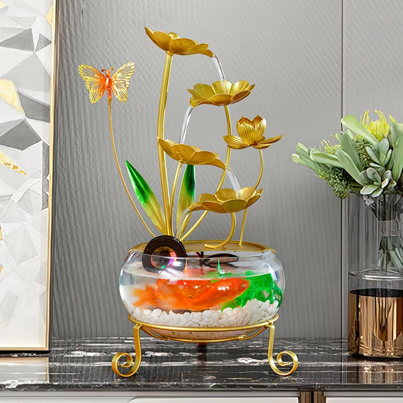 新品高端流水摆件通用流水摆件桌面摆件可养鱼发光发亮抽水循环