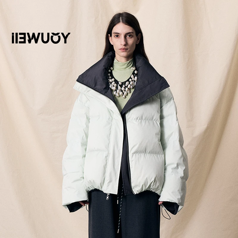 有尾YOUWEI2025团队冬款双色白色两穿Y2825406羽绒服新款蝴蝶男生