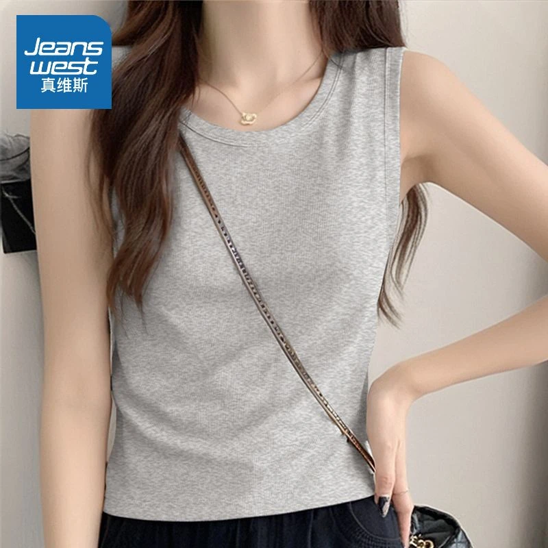 真维斯吊带背心女2025新款夏季外穿无袖t恤灰色打底内搭通勤上衣
