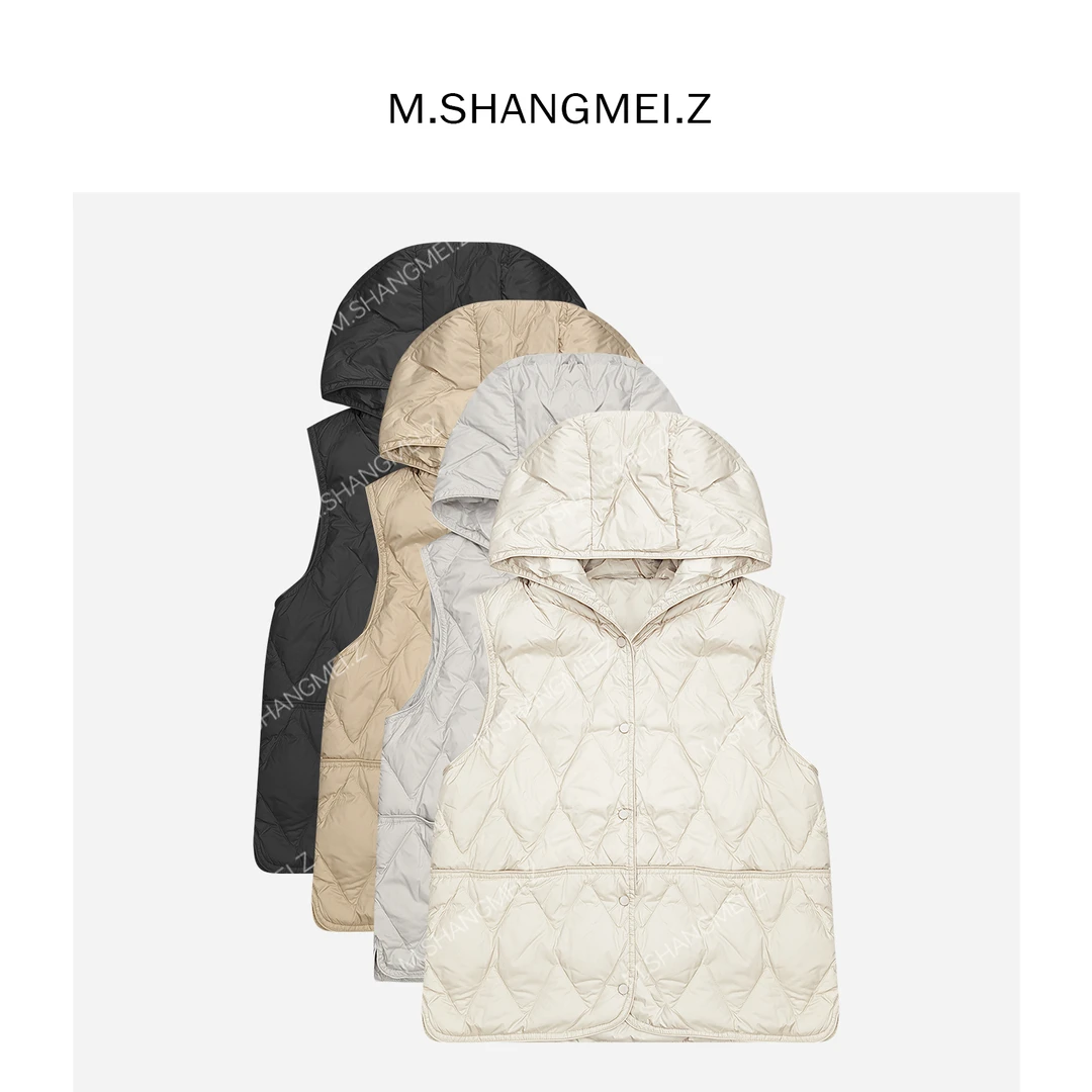 M.SHANGMEI.Z/沐熙【温暖序曲】美大哥保暖带帽羽绒马甲X093023