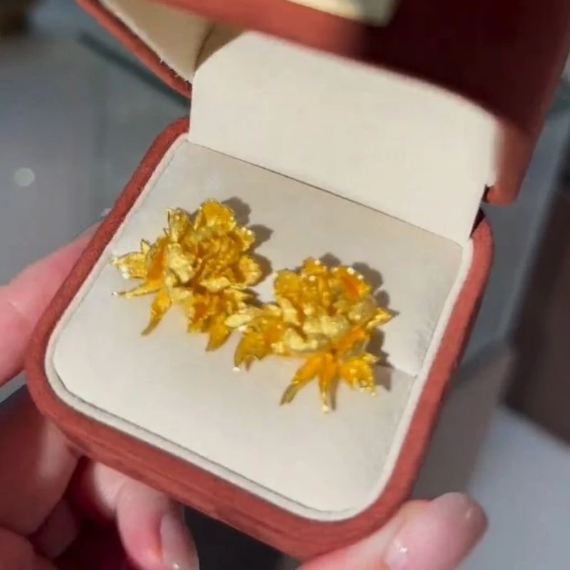 耳饰复古凤冠霞帔牡丹花耳钉十里红妆经典优雅精致送女友素