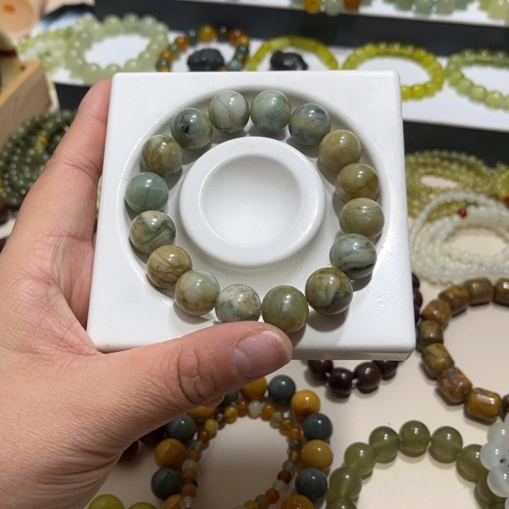 蛇纹石玉未镶嵌手链卡14