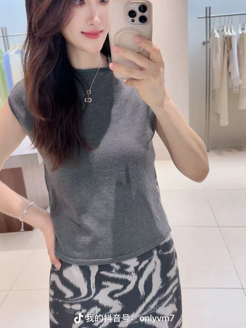 针织衫-D63101迪家圆领百搭显瘦无袖