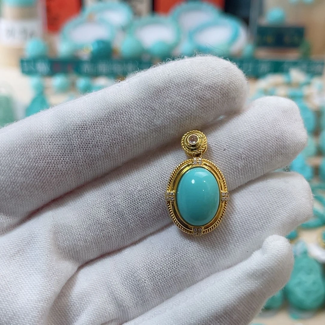 绿松石珠宝奇石18K金镶嵌