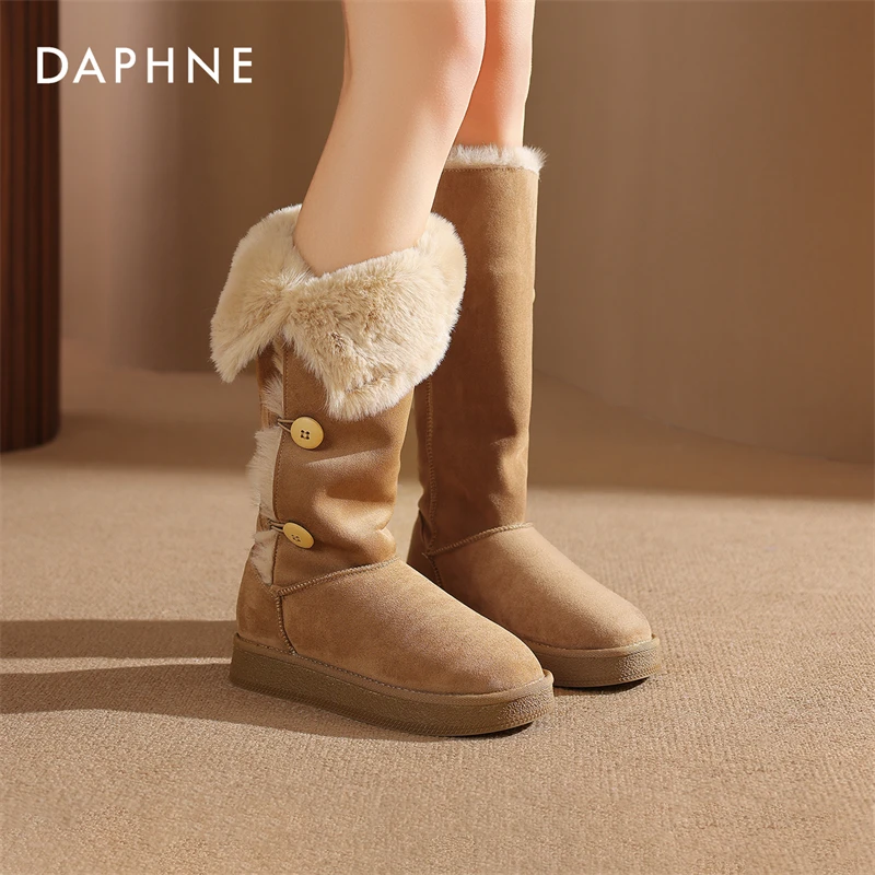 达芙妮2025年大爆款时尚百搭雪地靴加绒加厚保暖长筒靴防滑雪地靴