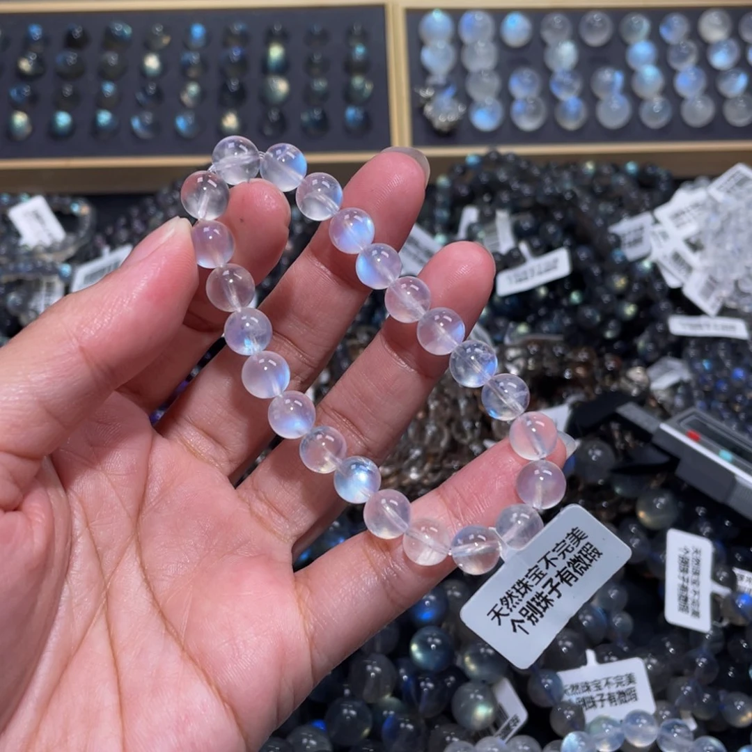 月光石手链未镶嵌铁*妹蓝月光手链8.4m