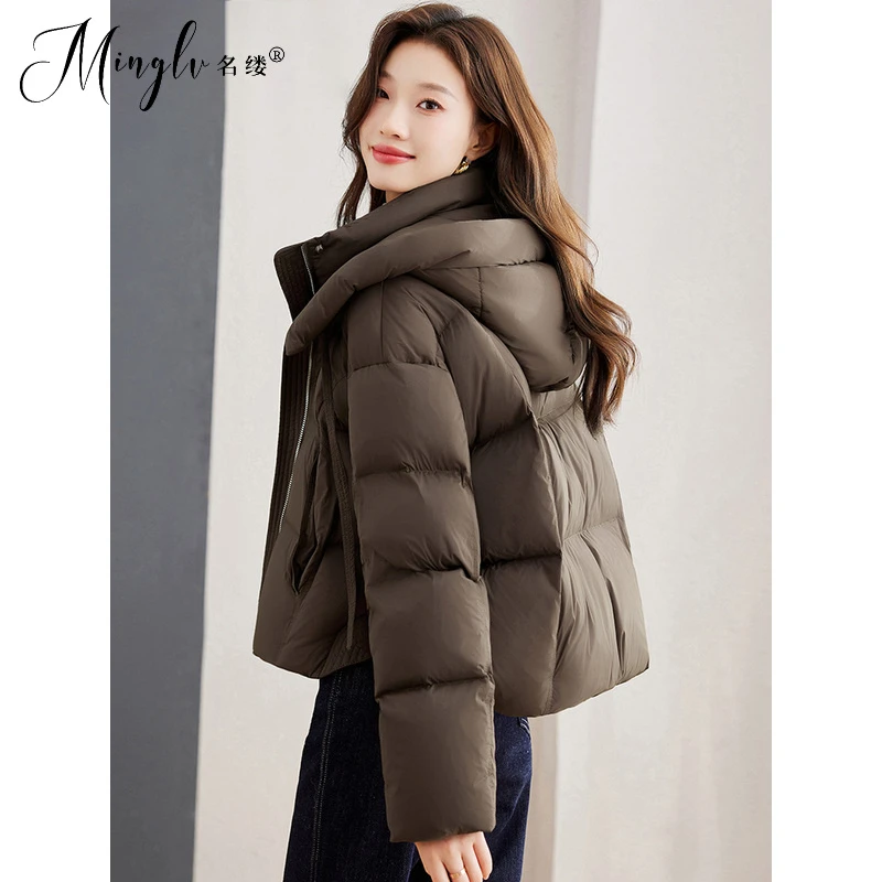 时尚欧货短款羽绒服女2025新款休闲宽松高级感冬装加厚面包服外套